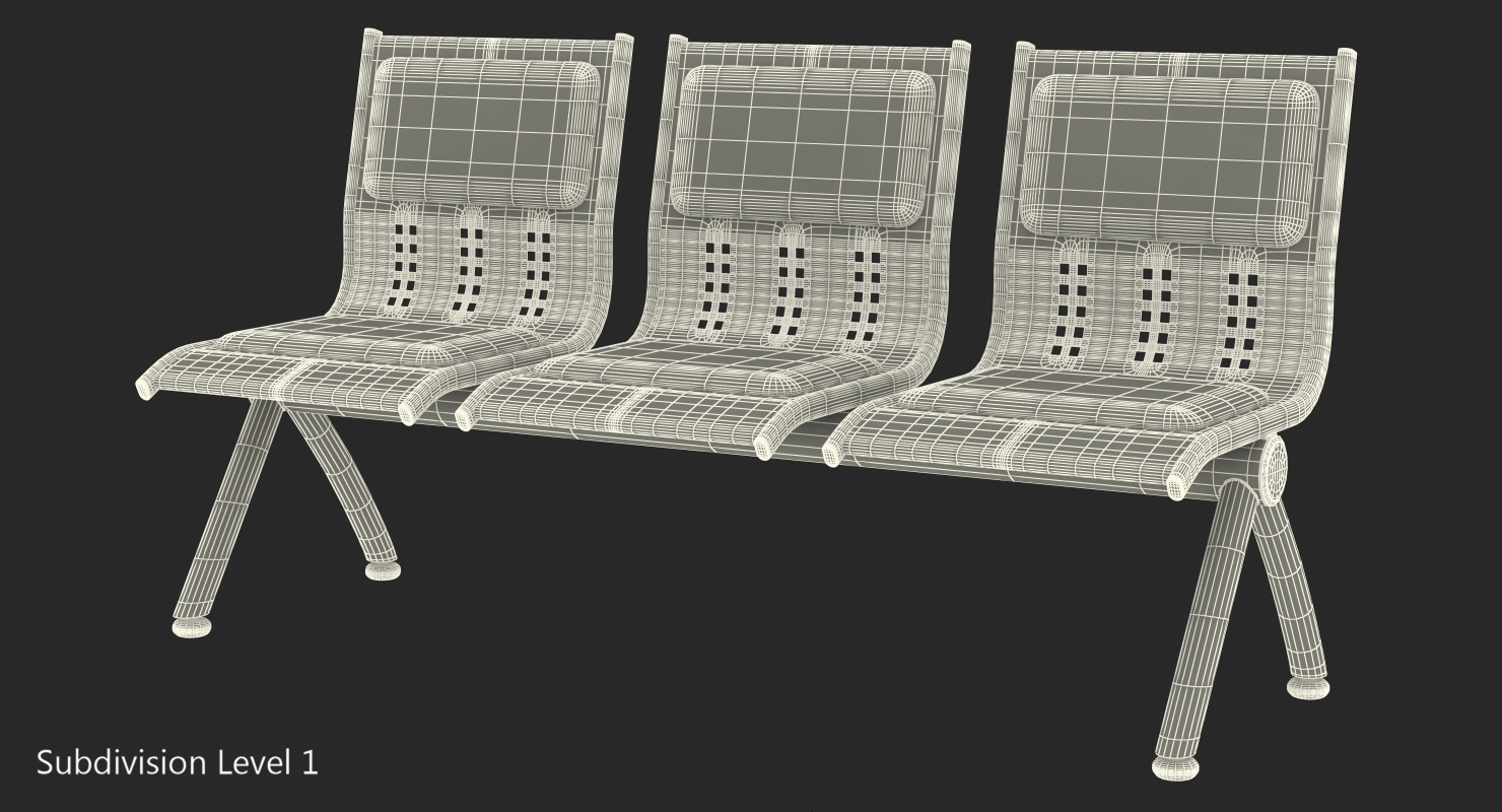 3D model Waiting Room Triple Seats