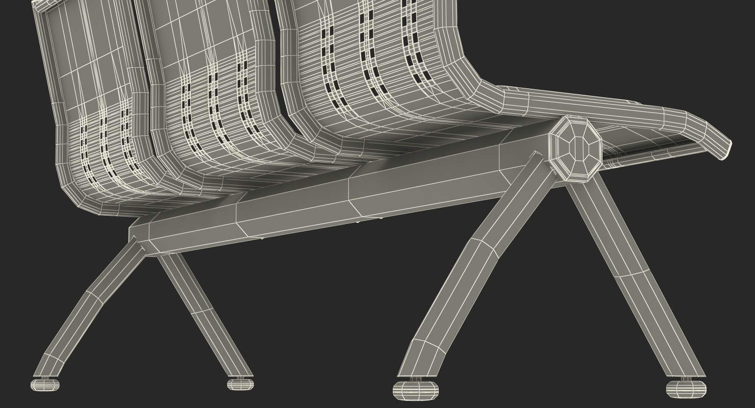 3D model Waiting Room Triple Seats