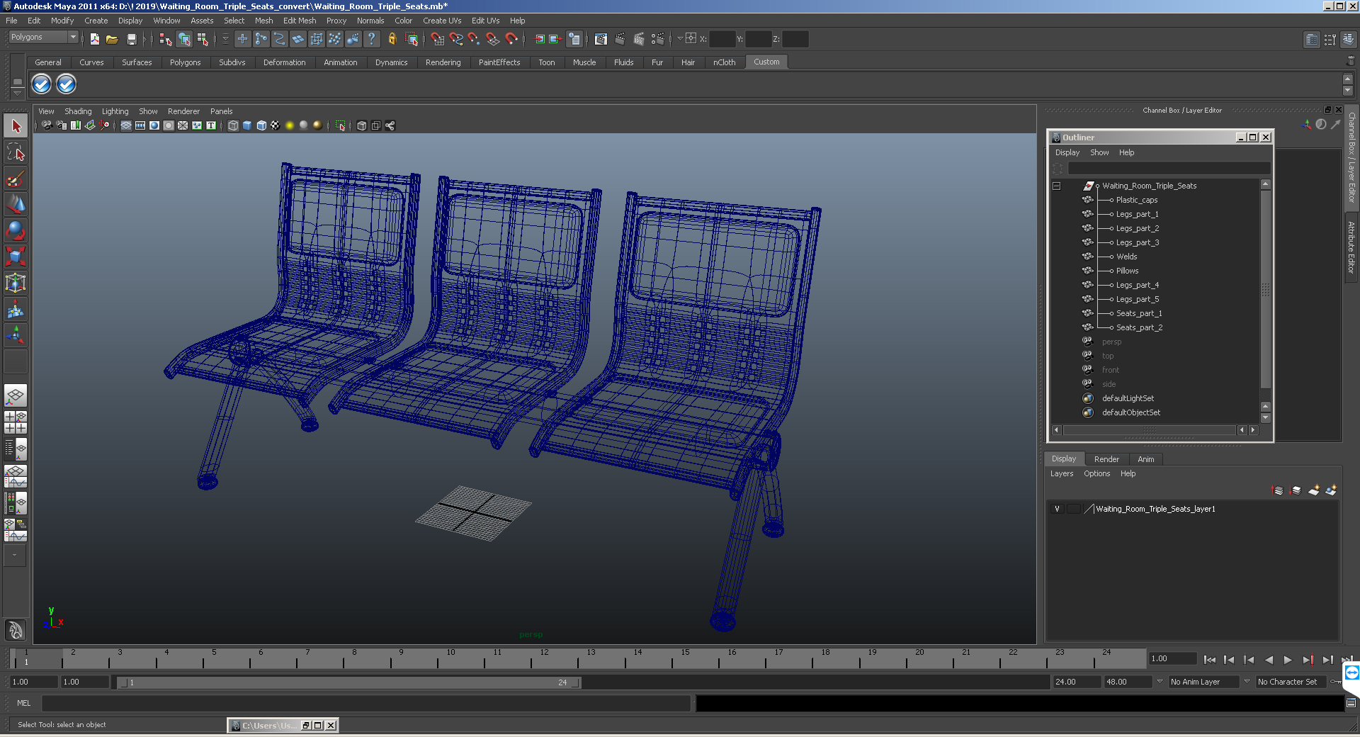 3D model Waiting Room Triple Seats