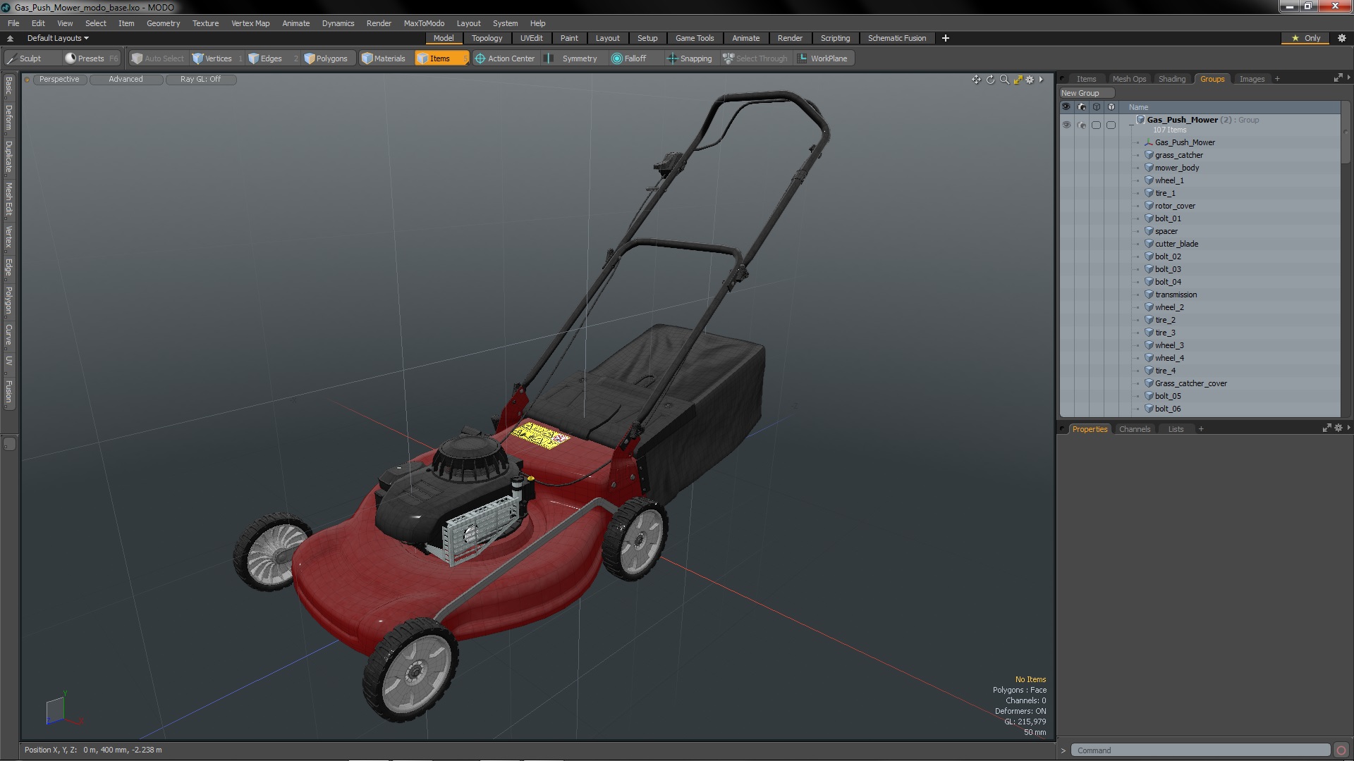 Gas Push Mower 3D model