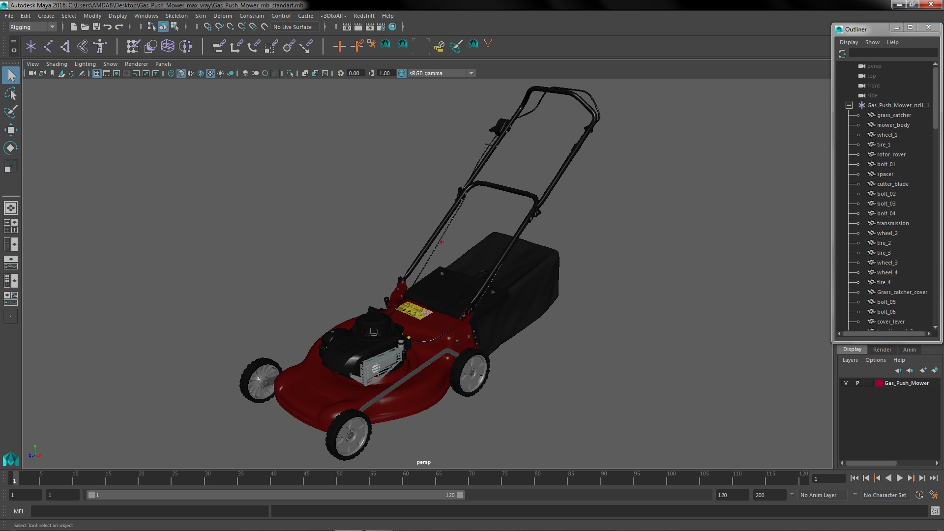 Gas Push Mower 3D model