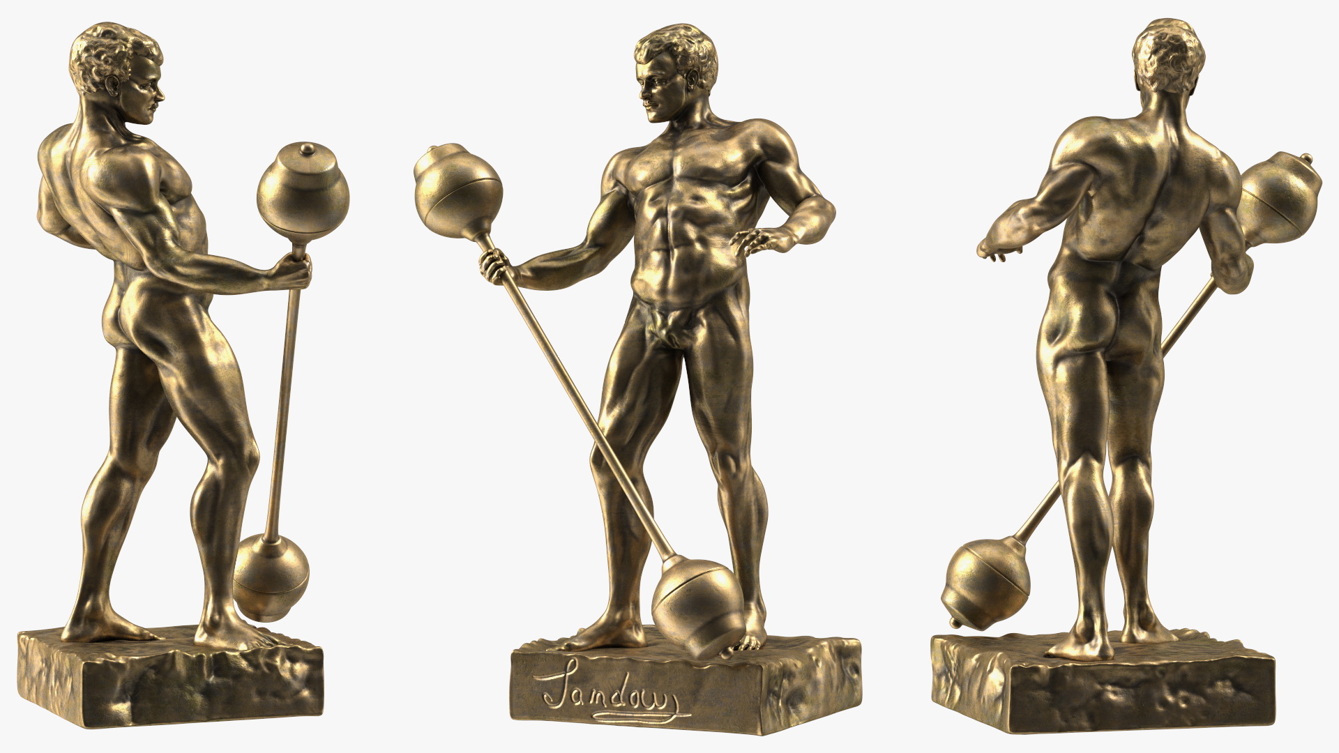 3D Sandow Statue Mr Olympia Bronze