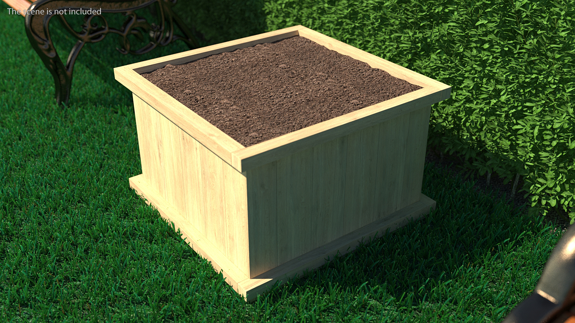 3D model Wooden Box with Soil