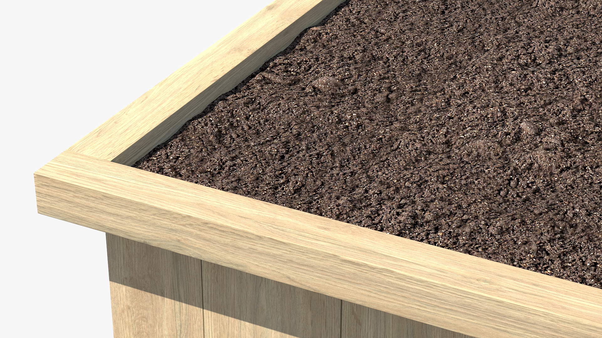 3D model Wooden Box with Soil