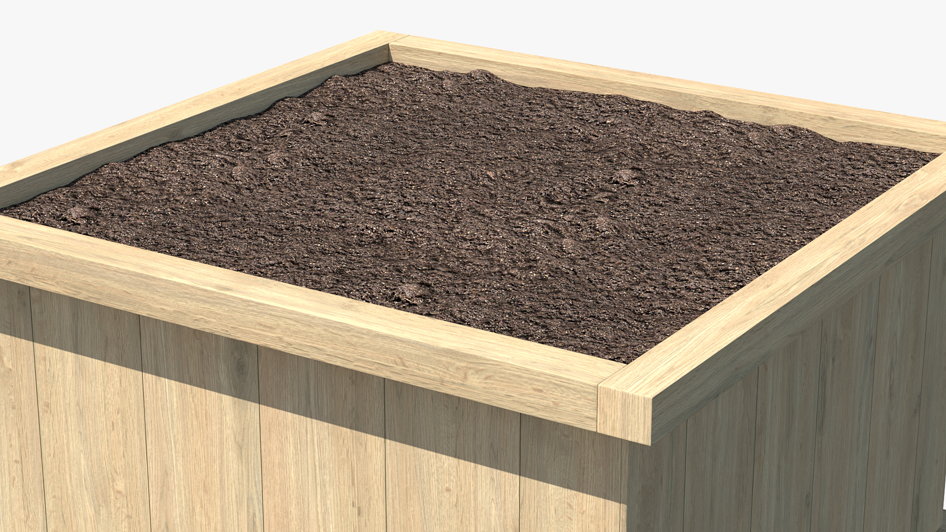 3D model Wooden Box with Soil