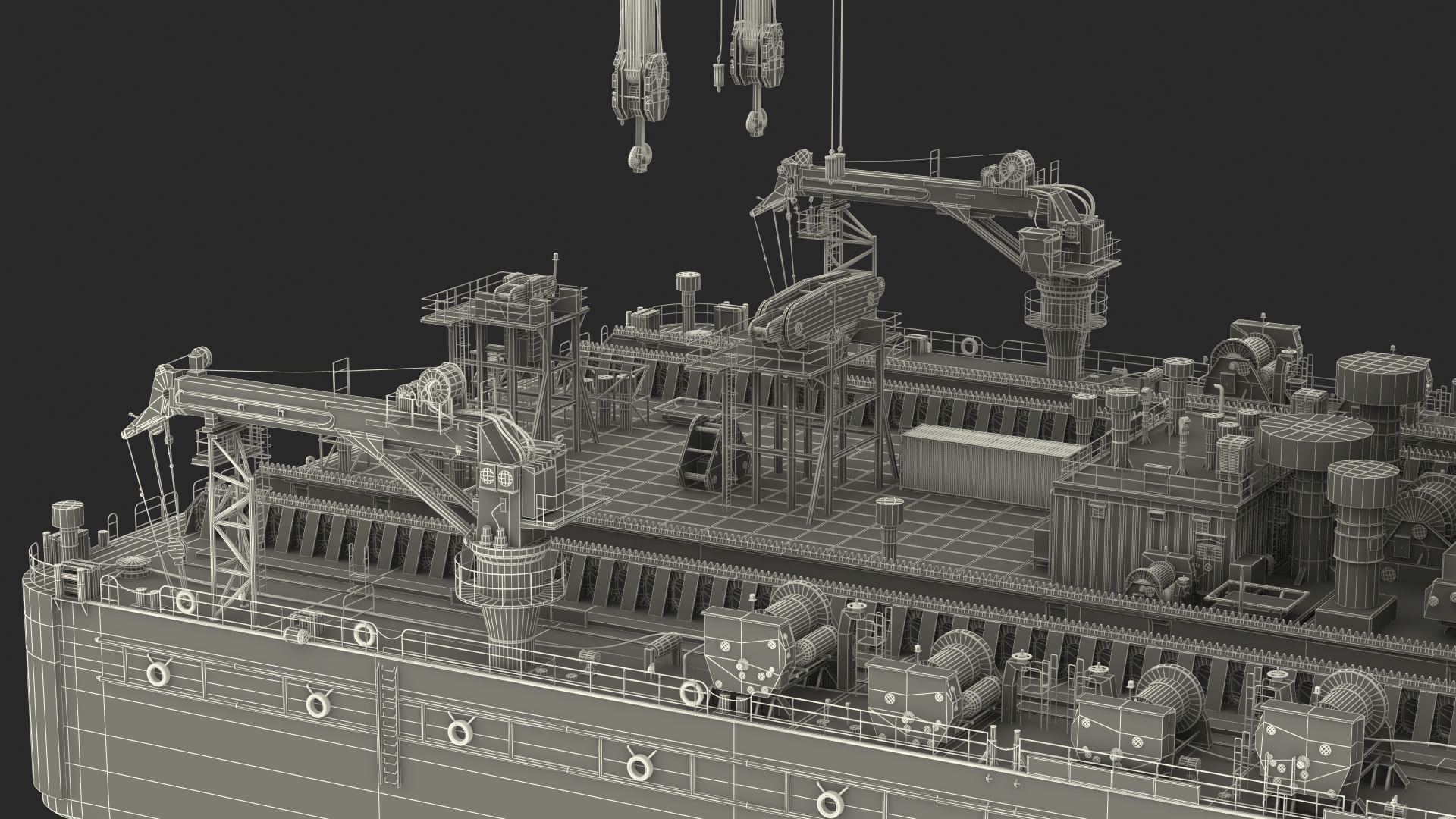 3D Floating Crane Ship Working Position