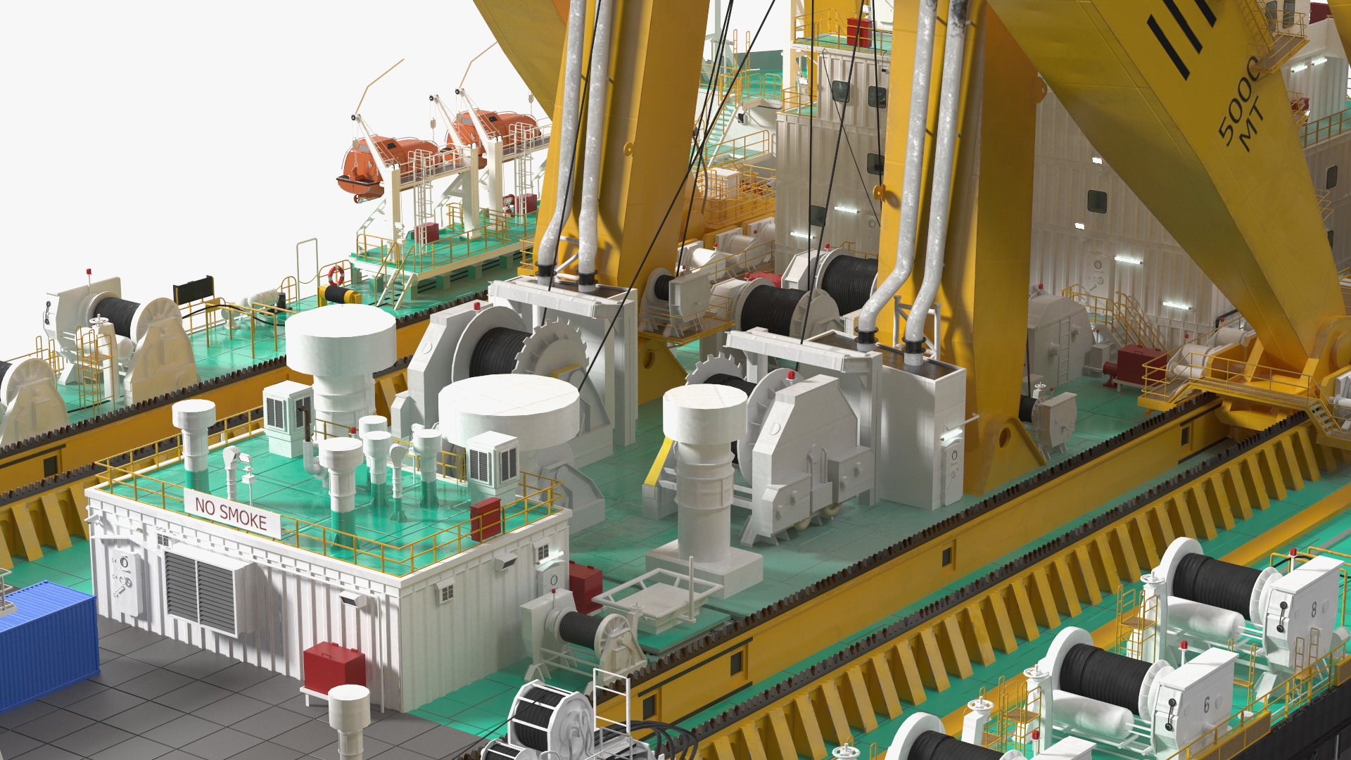 3D Floating Crane Ship Working Position