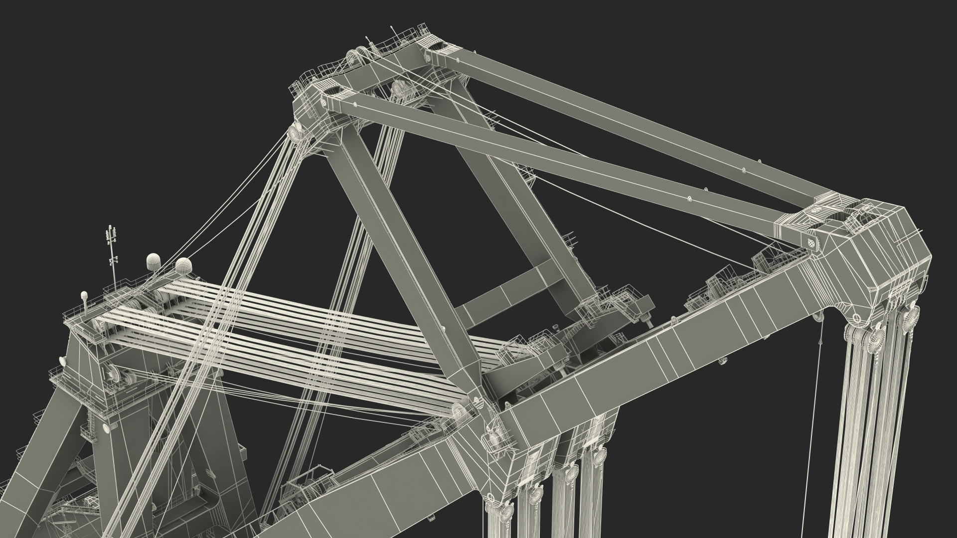 3D Floating Crane Ship Working Position