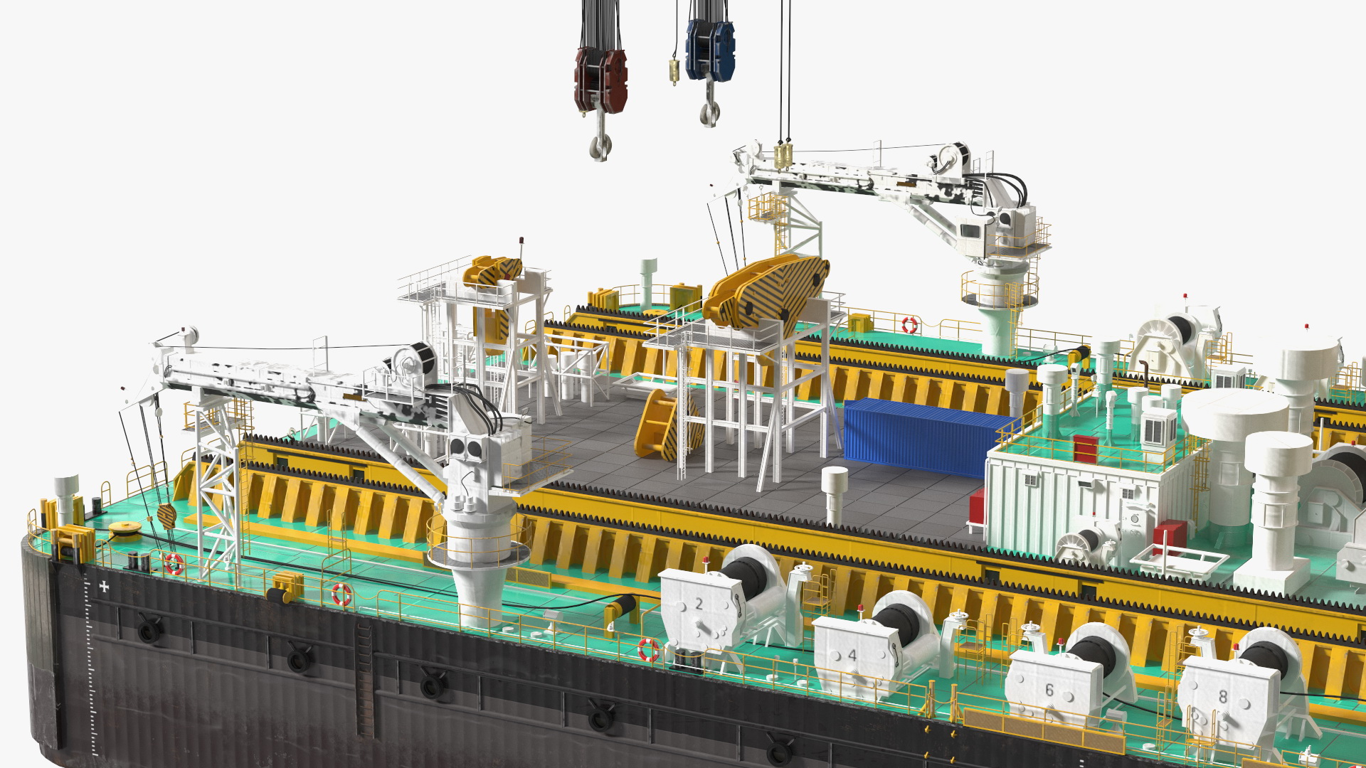 3D Floating Crane Ship Working Position