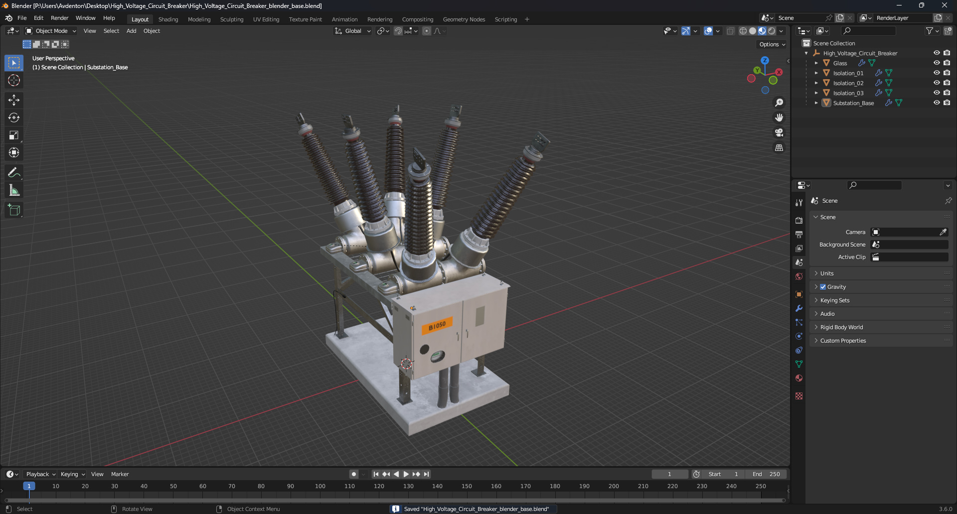 3D High Voltage Circuit Breaker model