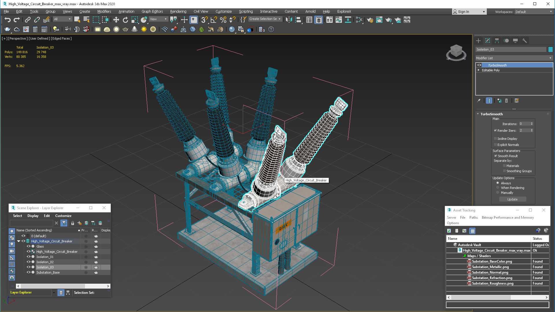 3D High Voltage Circuit Breaker model