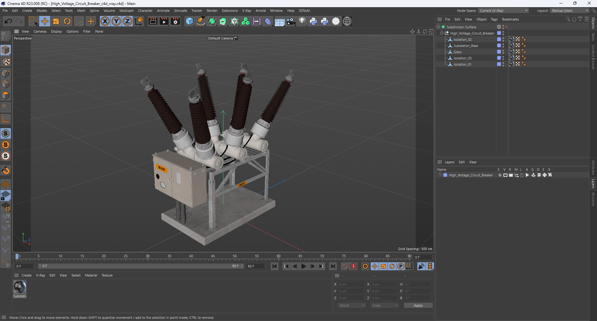 3D High Voltage Circuit Breaker model