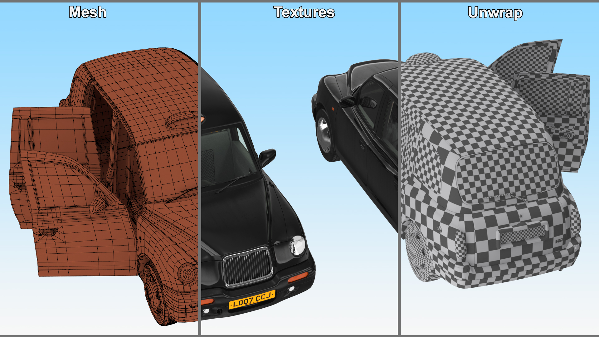 3D model London Black Cab Taxi TX1