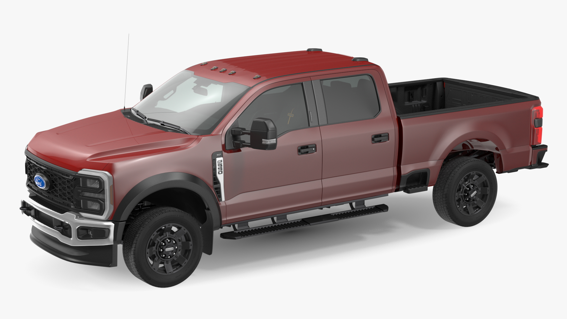 3D Ford Super Duty F550 Pickup Red Rigged model