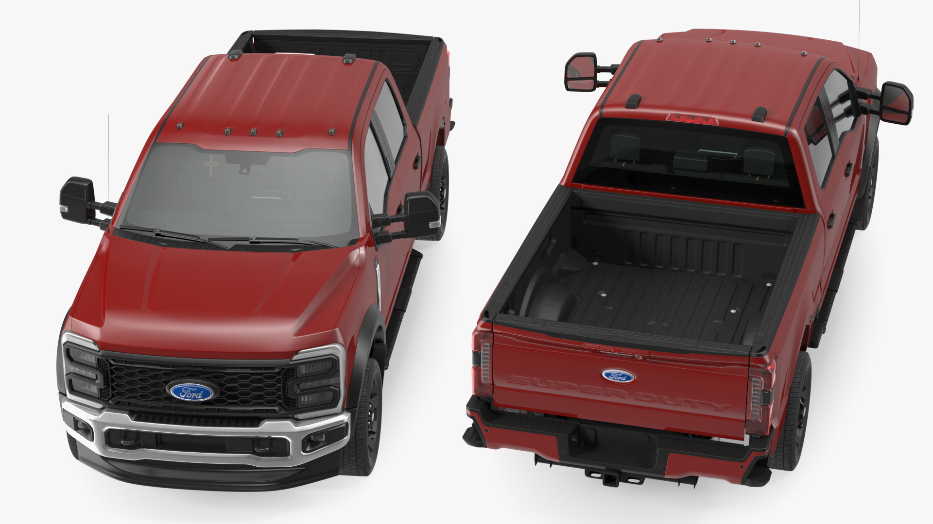 3D Ford Super Duty F550 Pickup Red Rigged model