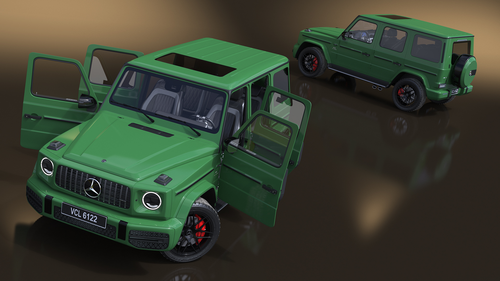 Mercedes-Benz G63 AMG Green Rigged 3D model