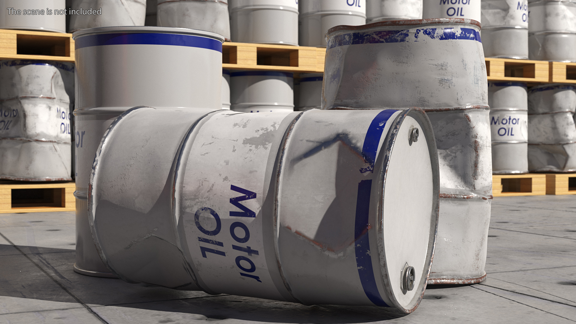 3D Motor Oil Barrels Set