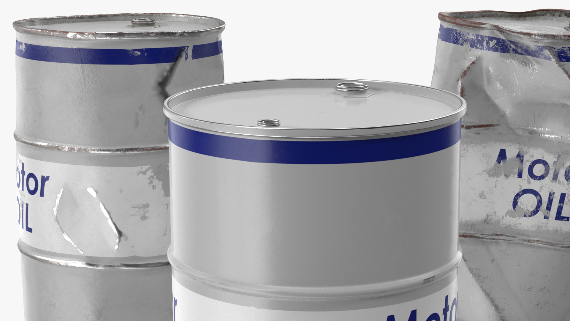 3D Motor Oil Barrels Set