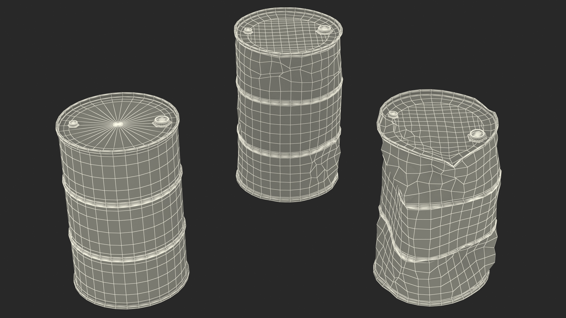 3D Motor Oil Barrels Set