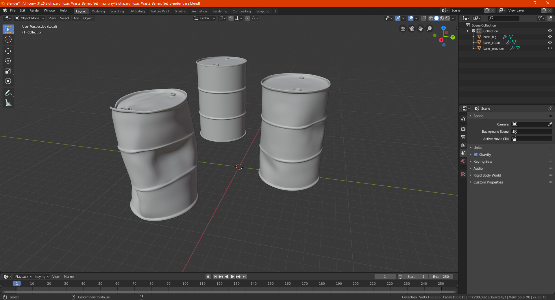 3D Motor Oil Barrels Set