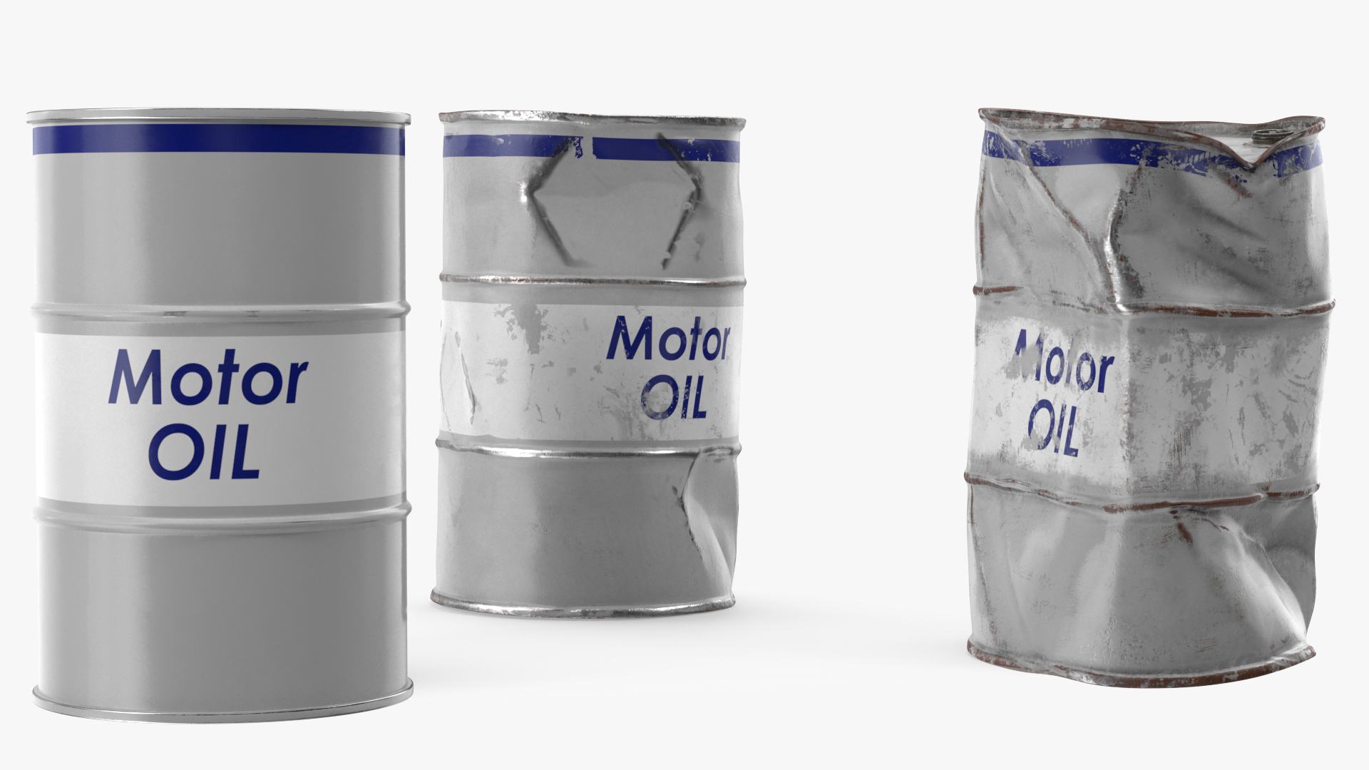 3D Motor Oil Barrels Set