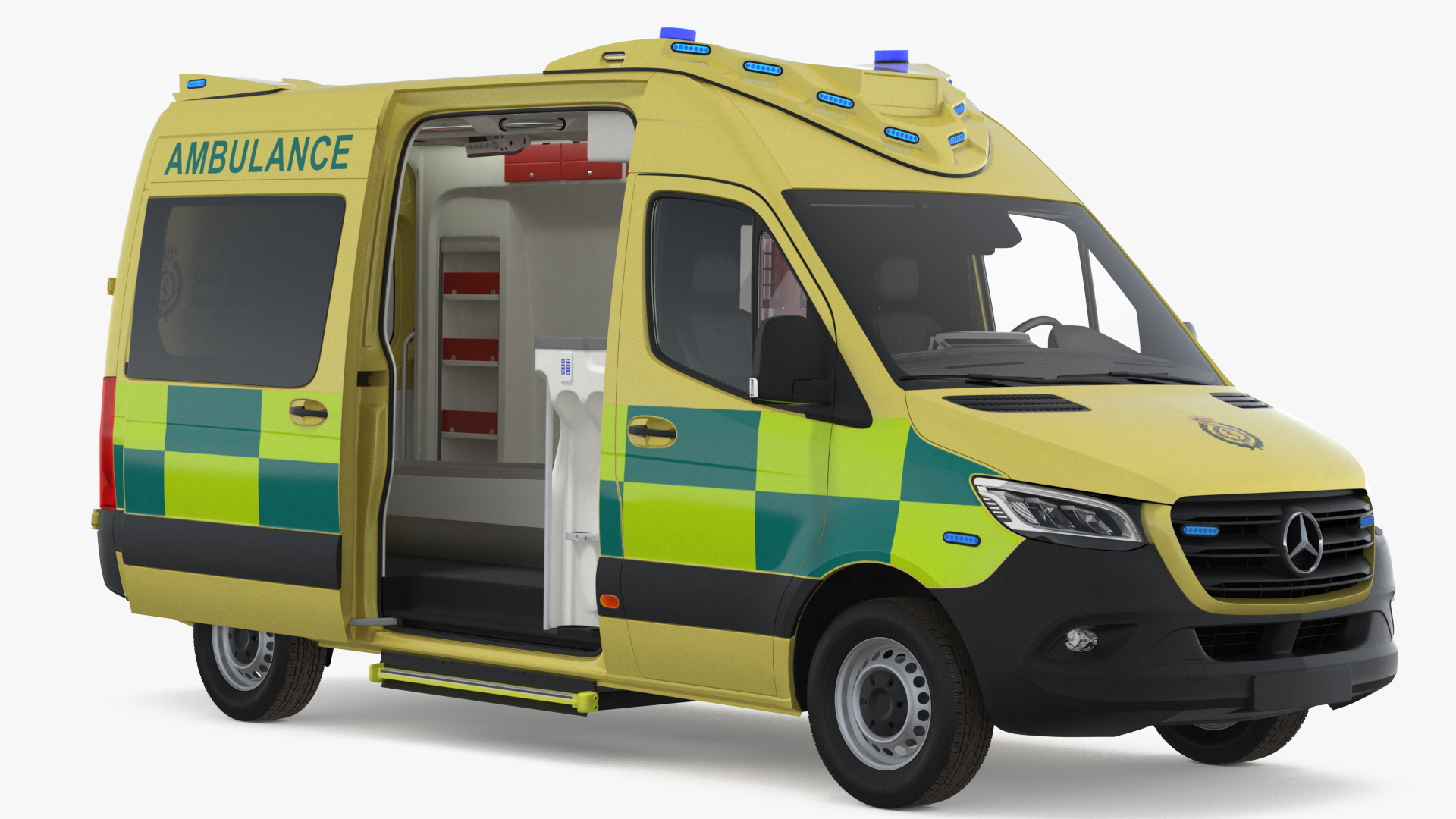 3D Meredes Benz Sprinter Emergency Ambulance Rigged model