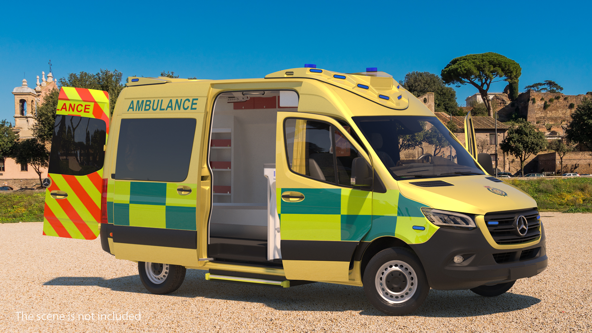 3D Meredes Benz Sprinter Emergency Ambulance Rigged model