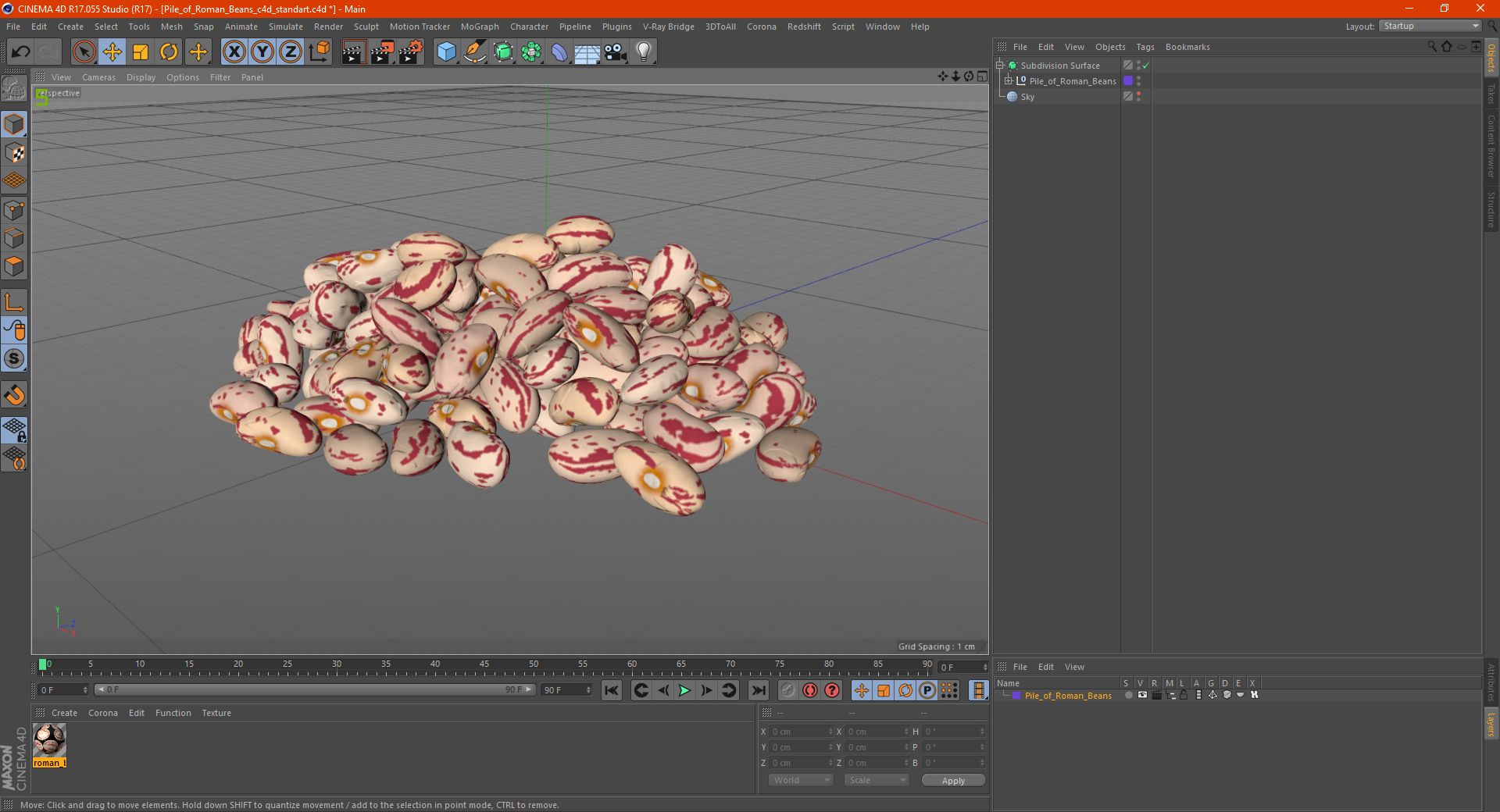 Pile of Roman Beans 3D model