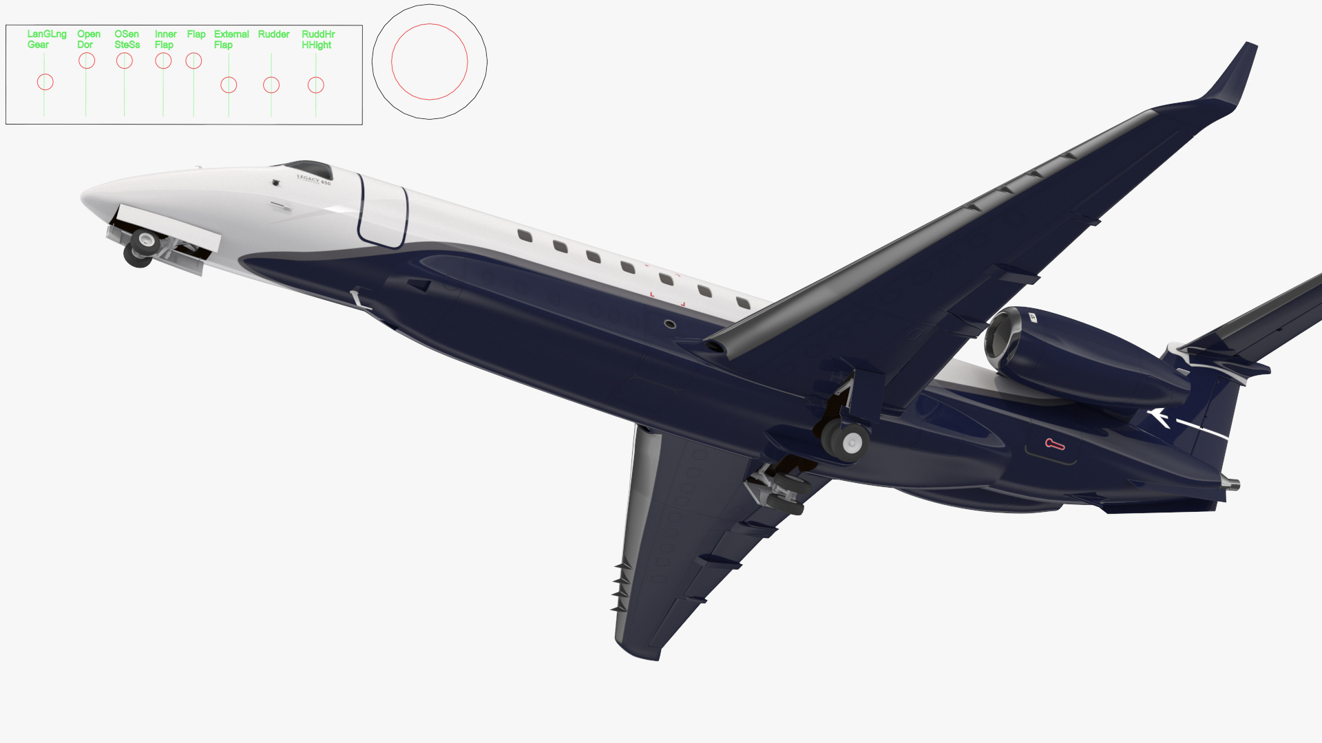 3D Private Jet Aircraft 650E with Cabin Rigged model