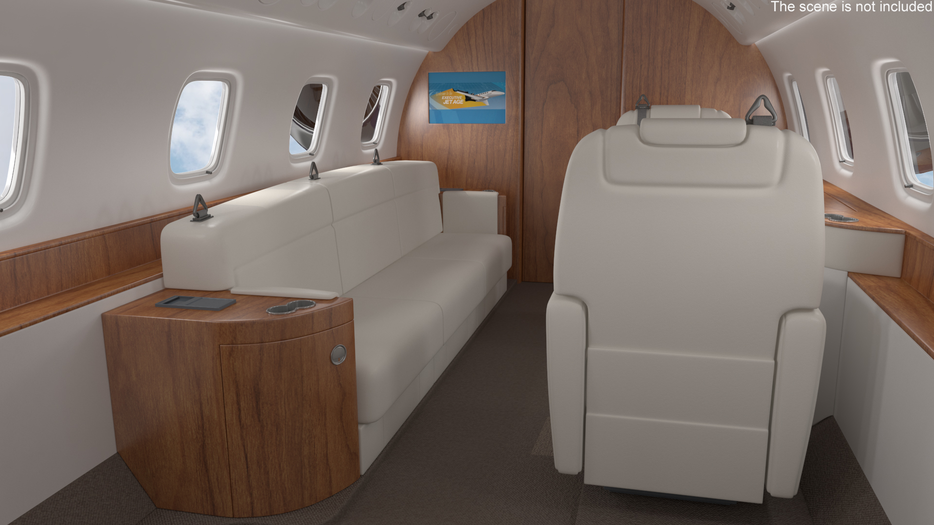 3D Private Jet Aircraft 650E with Cabin Rigged model