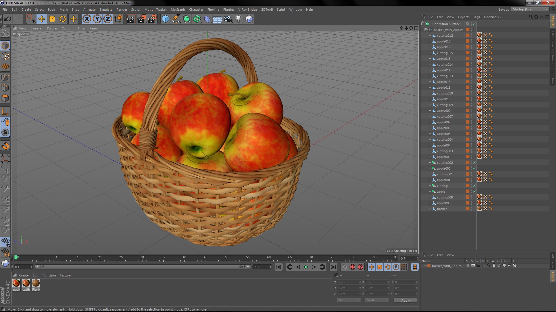 3D Basket with Apples model