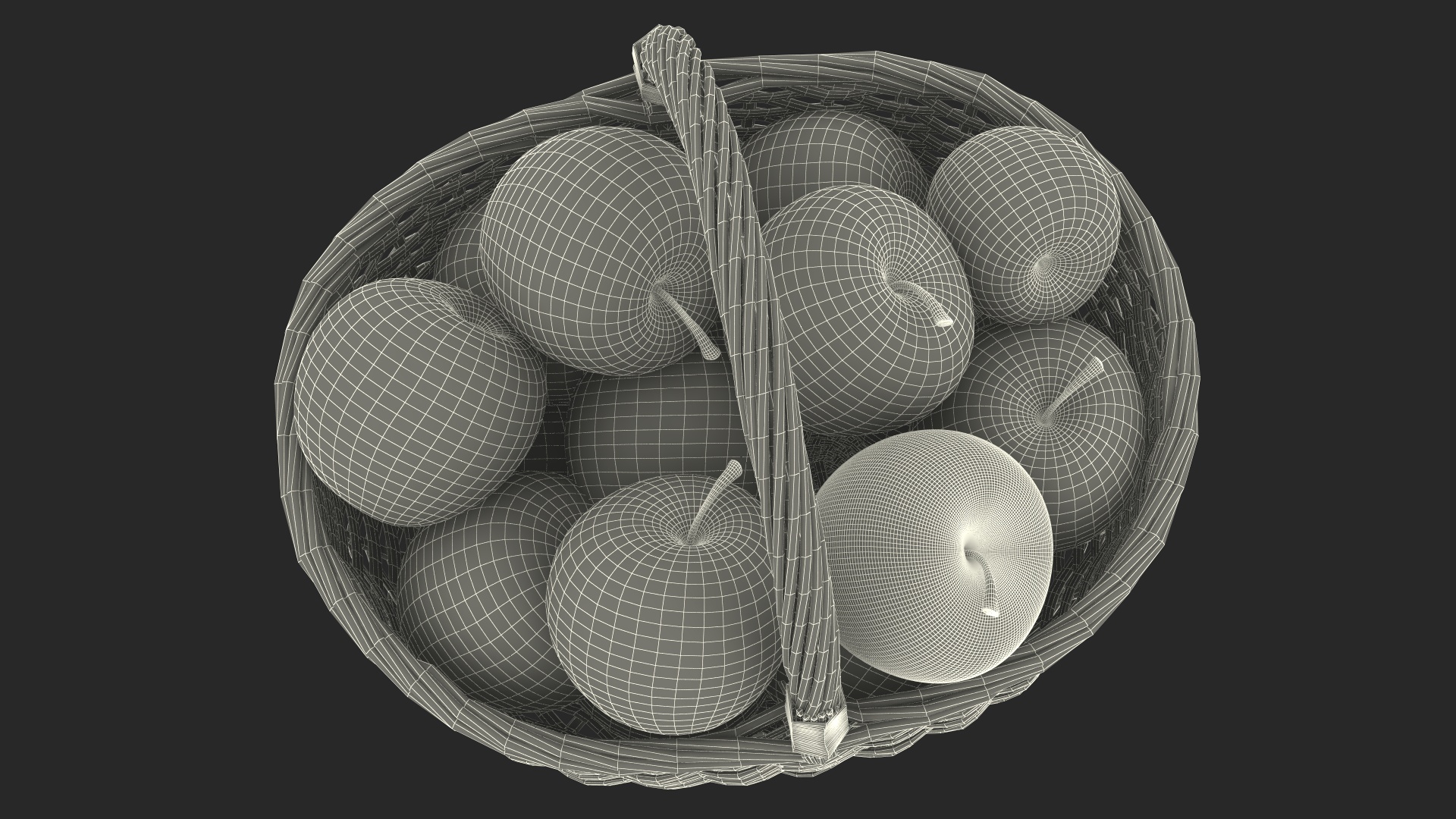 3D Basket with Apples model