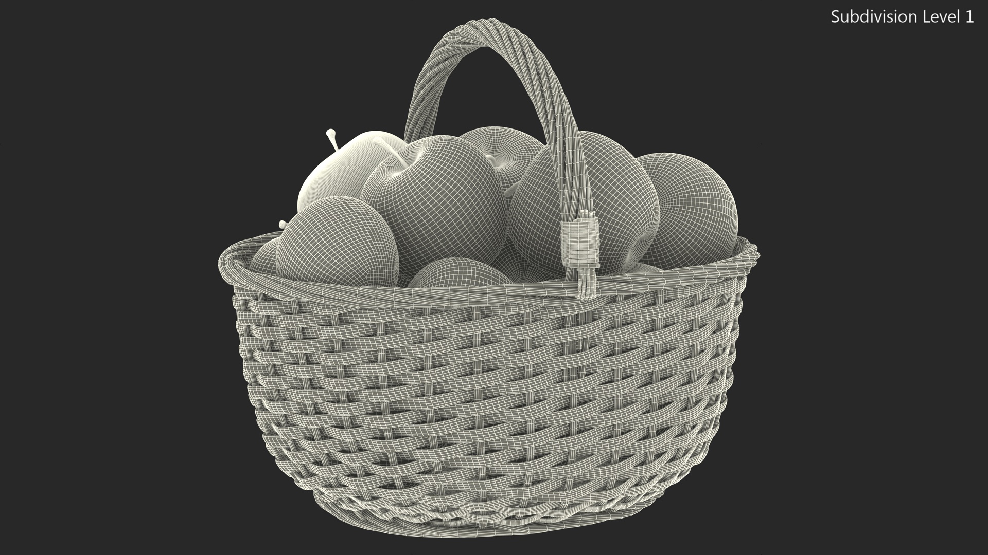 3D Basket with Apples model