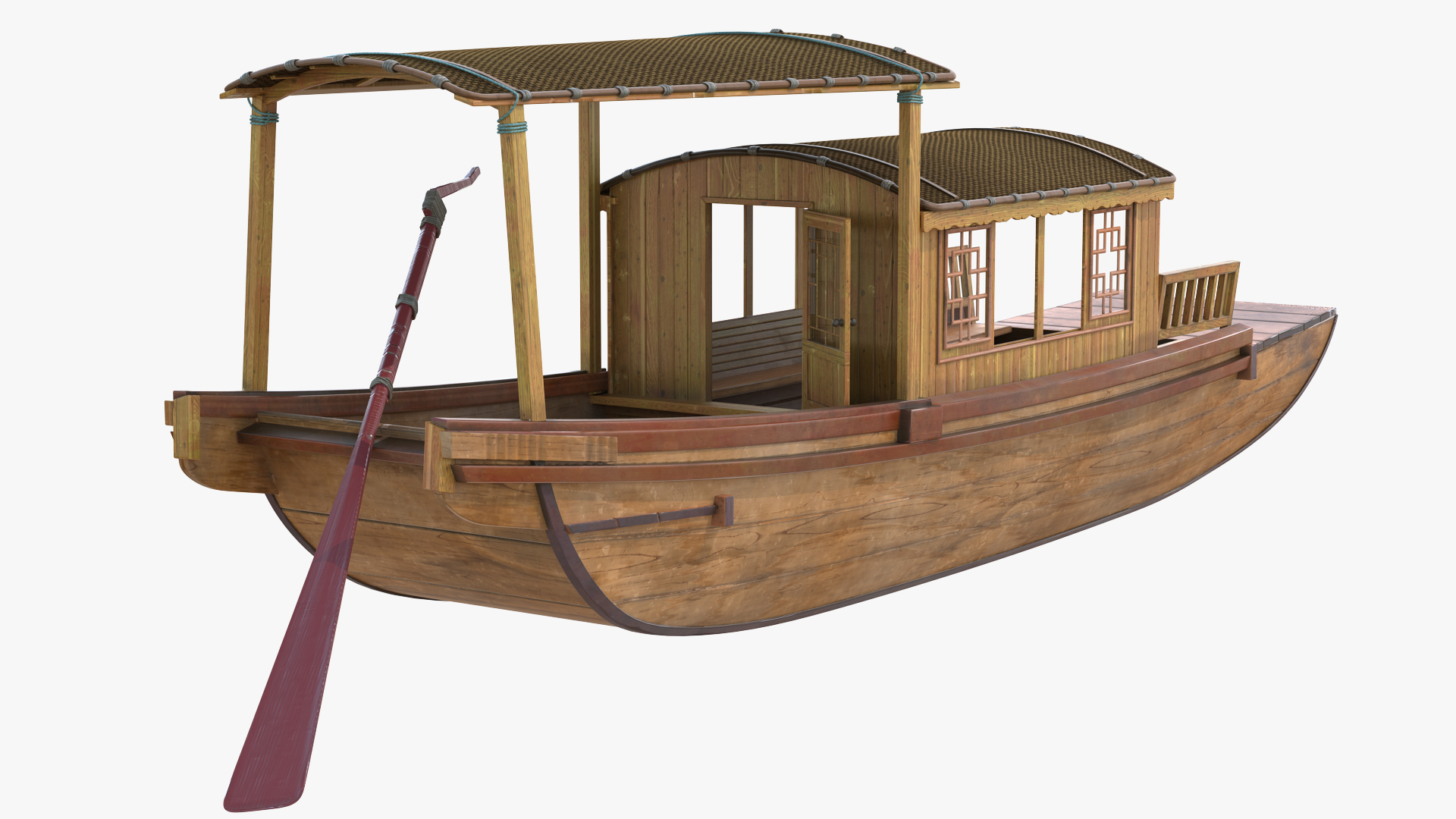 3D Traditional Chinese Wooden Passenger Boat