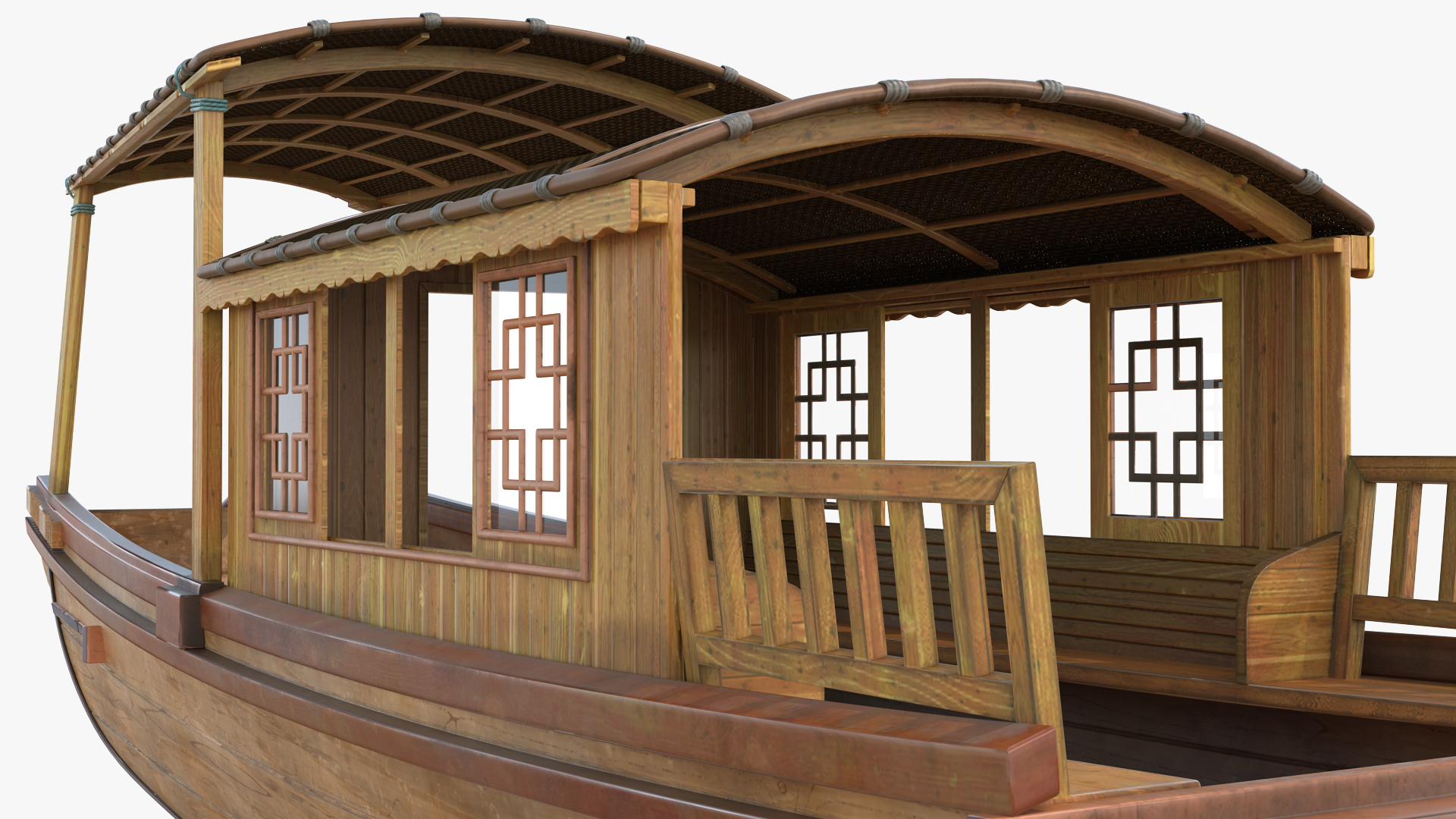 3D Traditional Chinese Wooden Passenger Boat