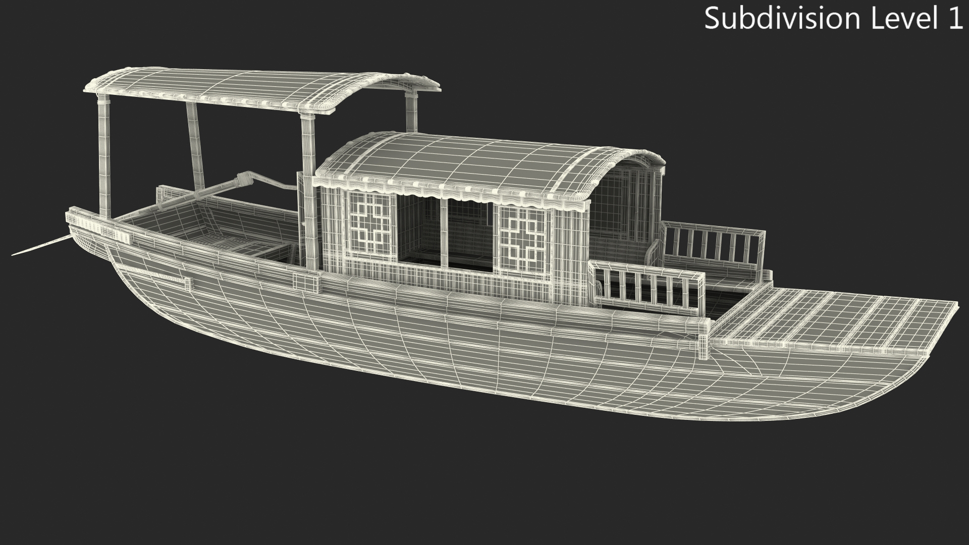 3D Traditional Chinese Wooden Passenger Boat