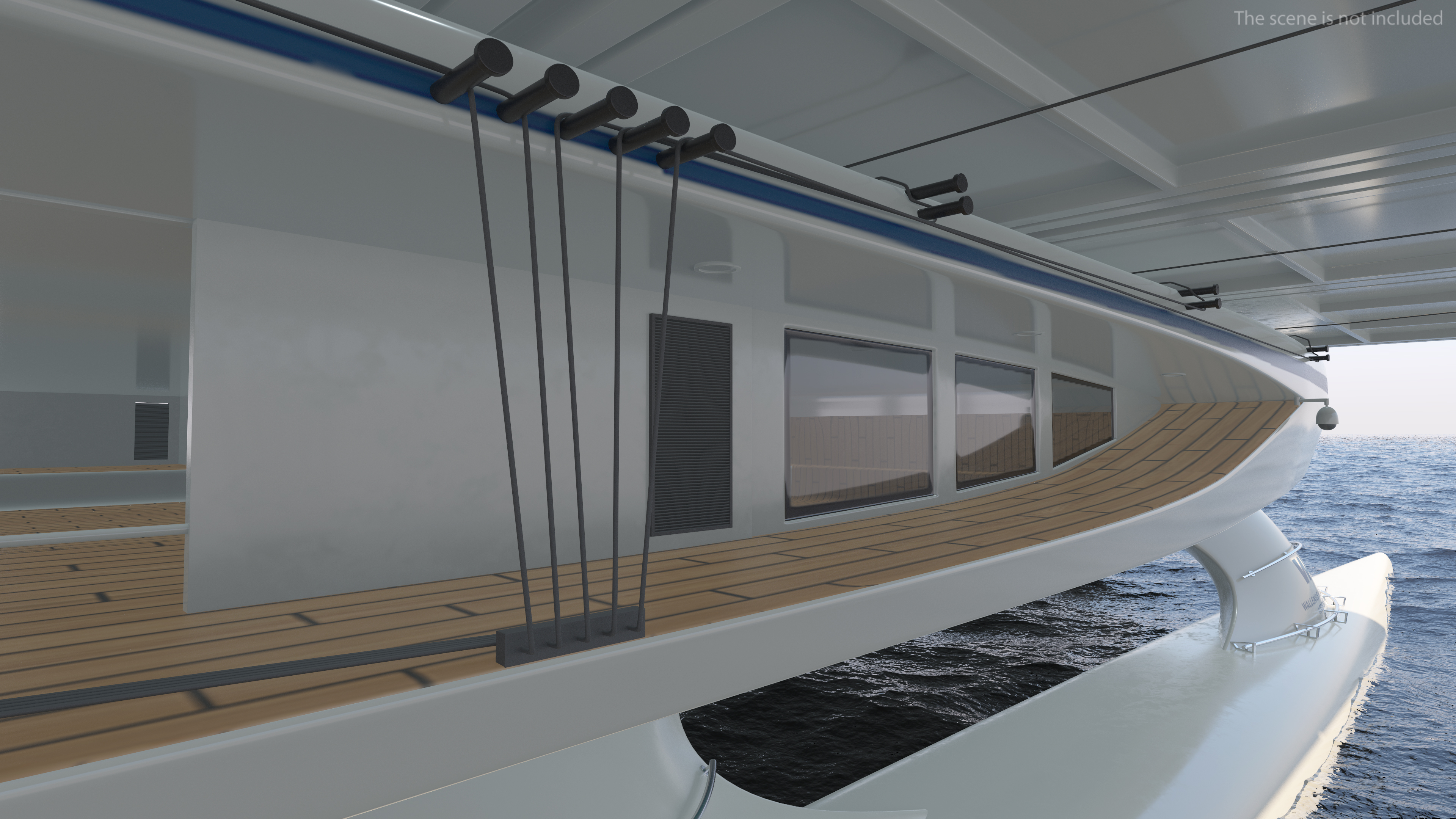 Solar Powered Yacht Simple Interior Rigged 3D