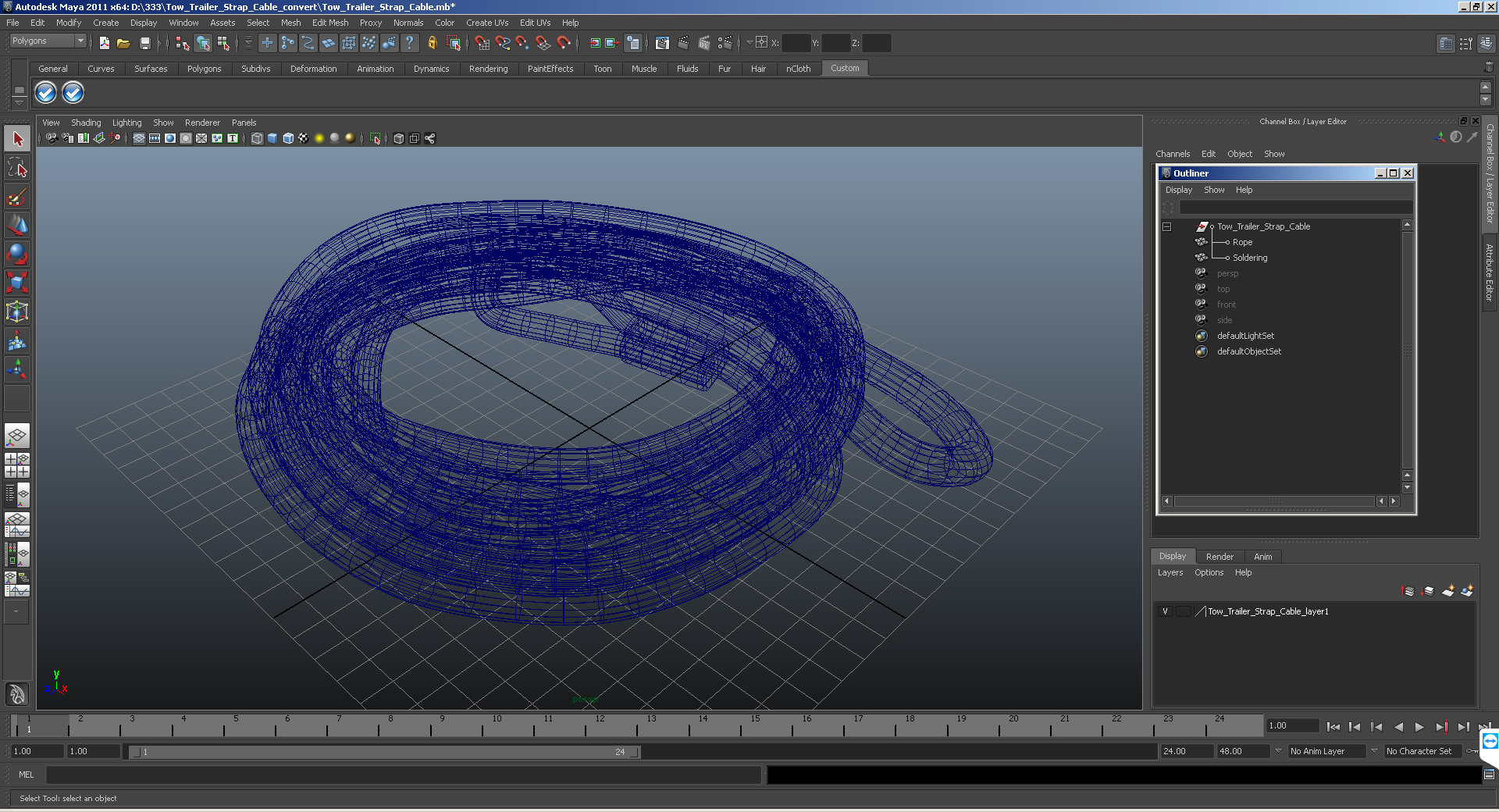 3D Tow Trailer Strap Cable model