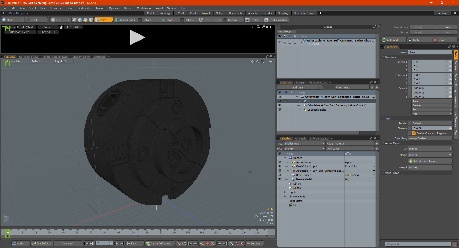 3D Adjustable 4 Jaw Self Centering Lathe Chuck model