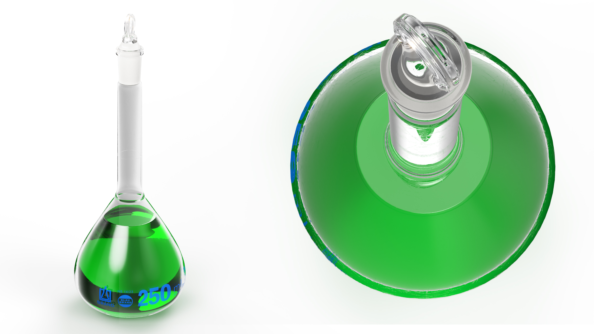 Medical Flask 250ml Filled with Green Liquor 3D model