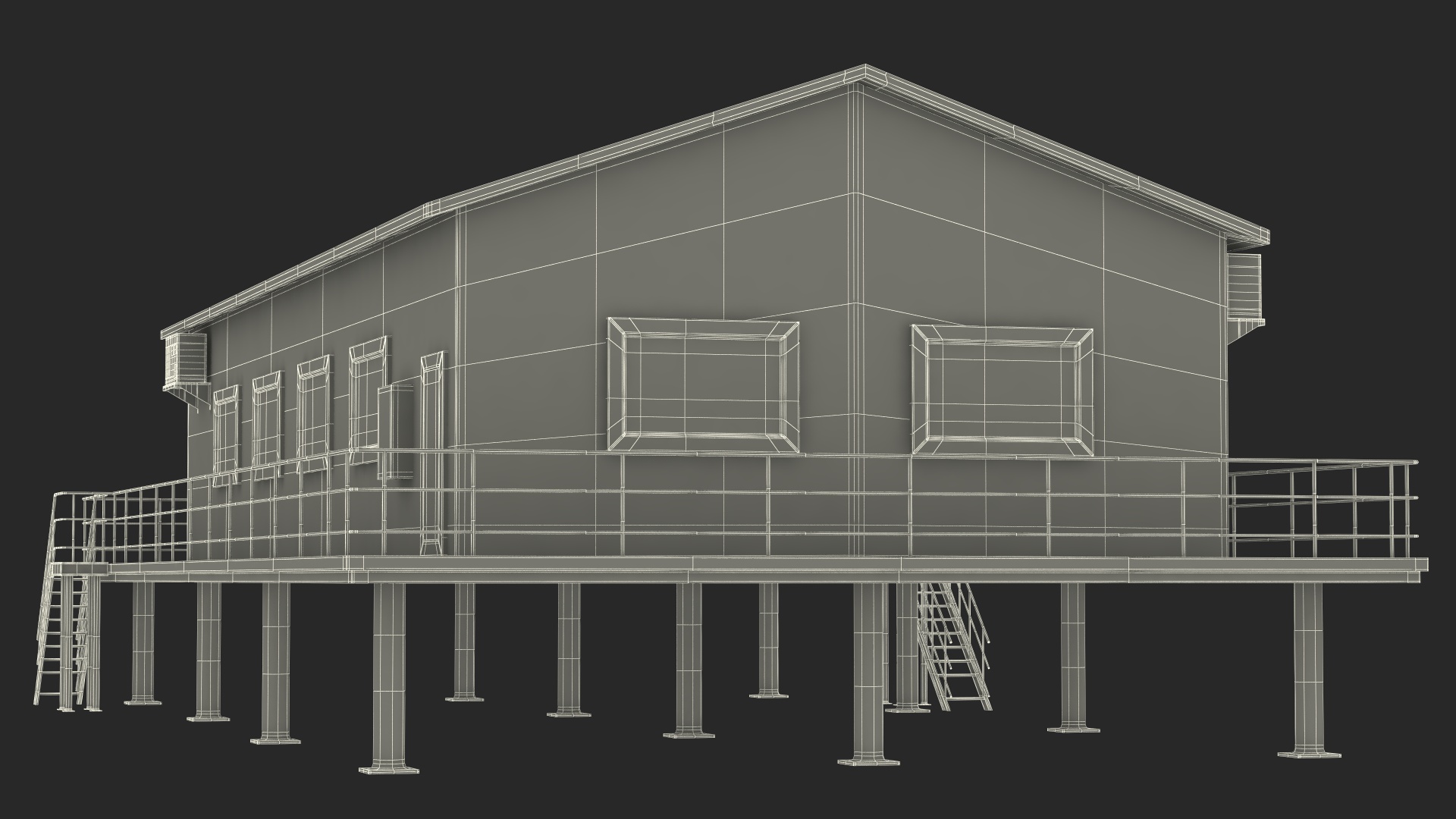 3D Stilted Cabin model