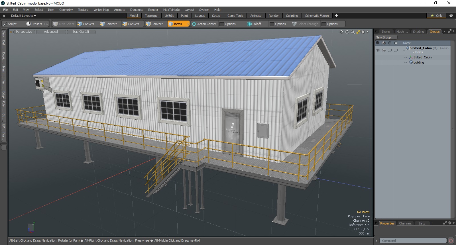 3D Stilted Cabin model