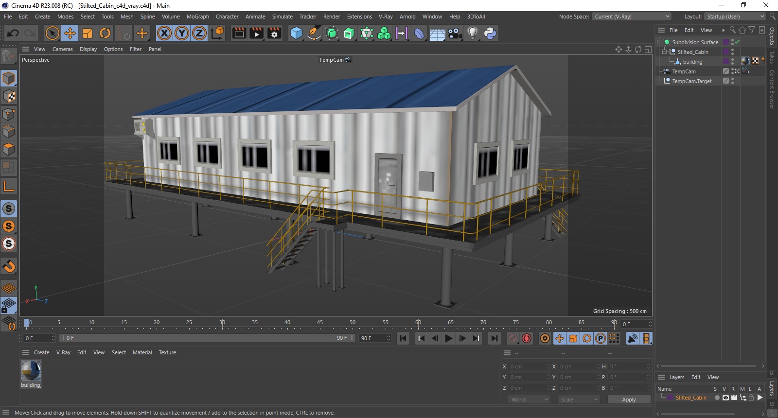 3D Stilted Cabin model