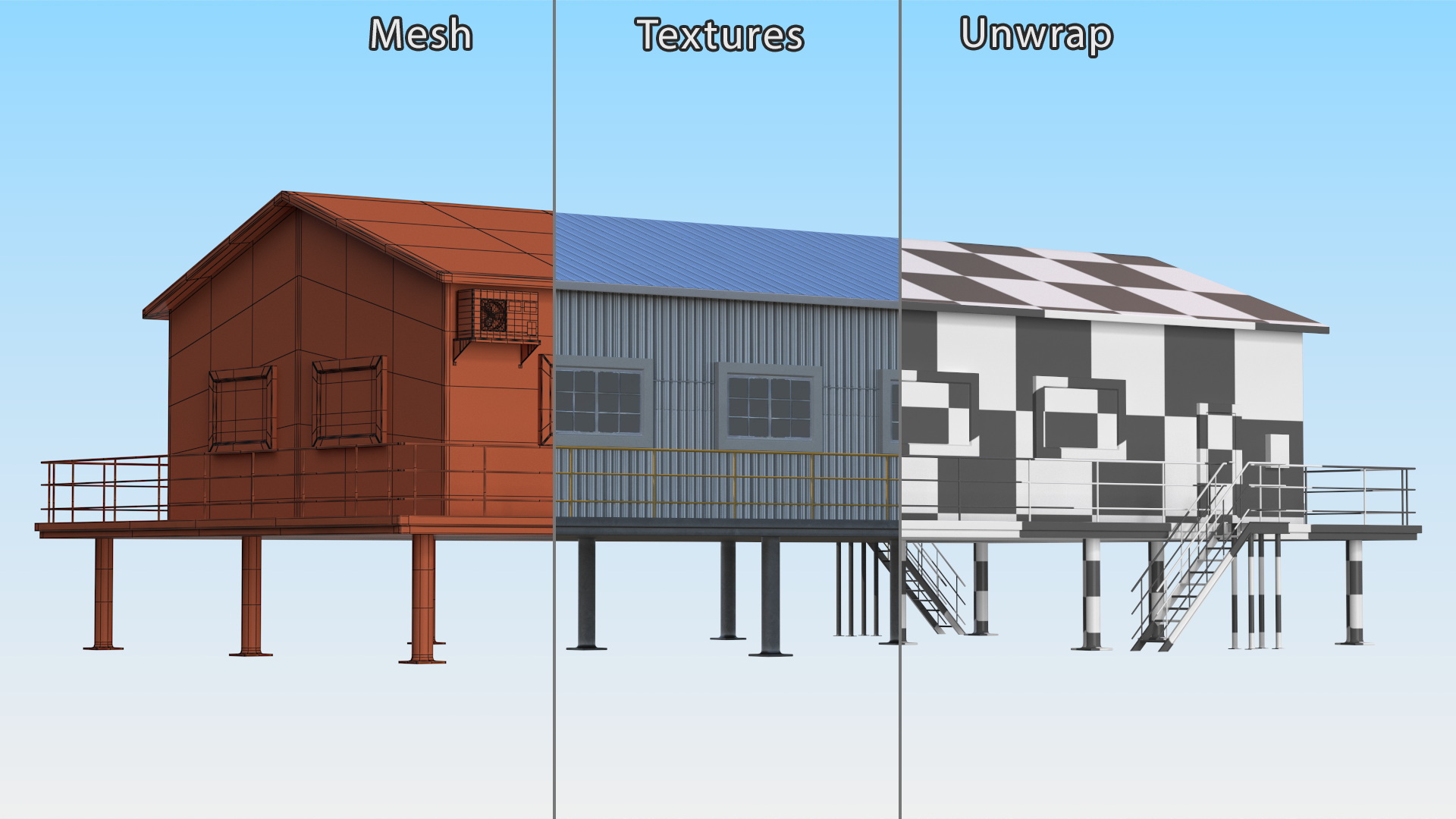 3D Stilted Cabin model