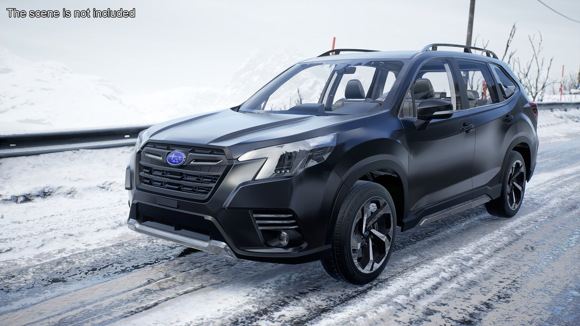 Black Subaru Forester 2022 Simple Interior 3D