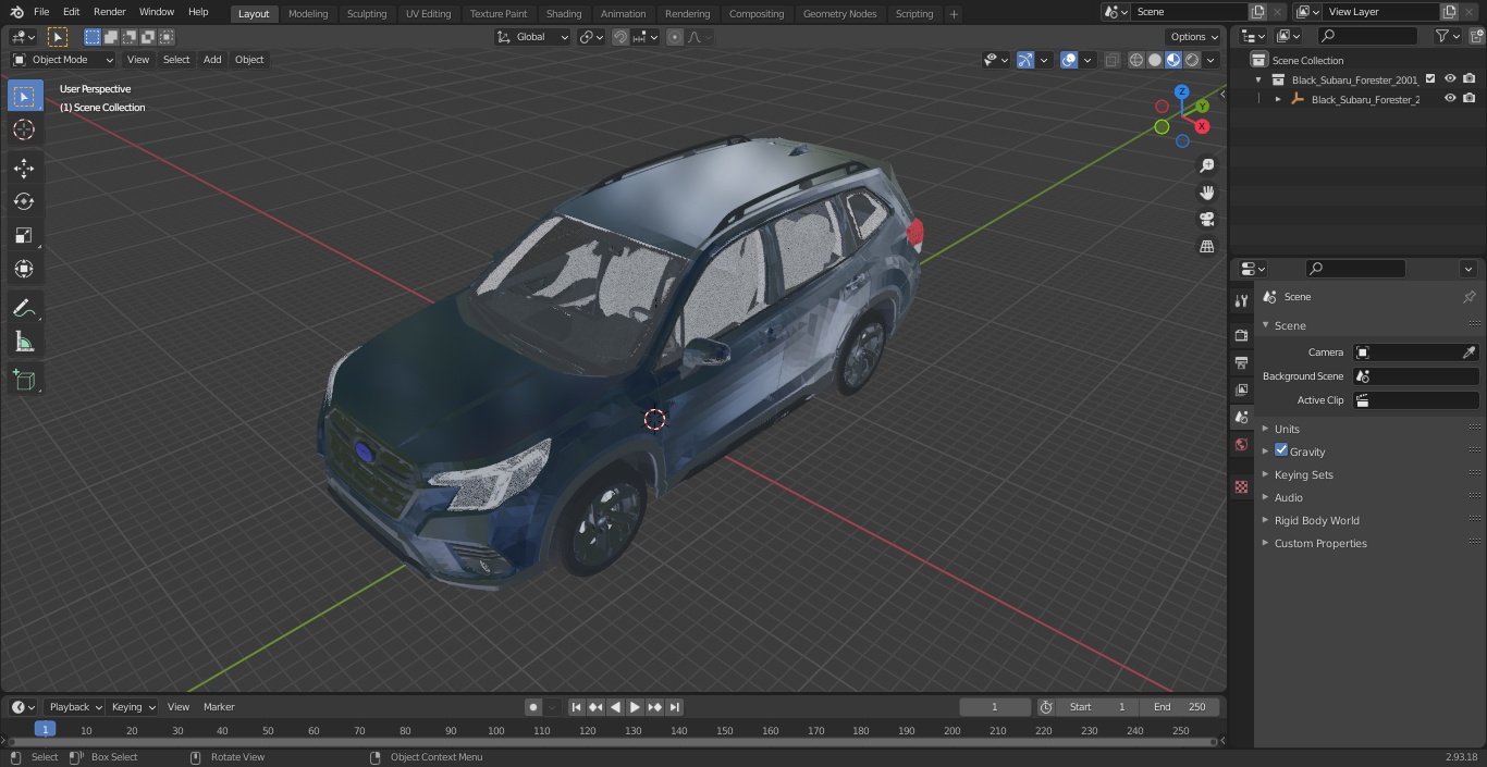 Black Subaru Forester 2022 Simple Interior 3D