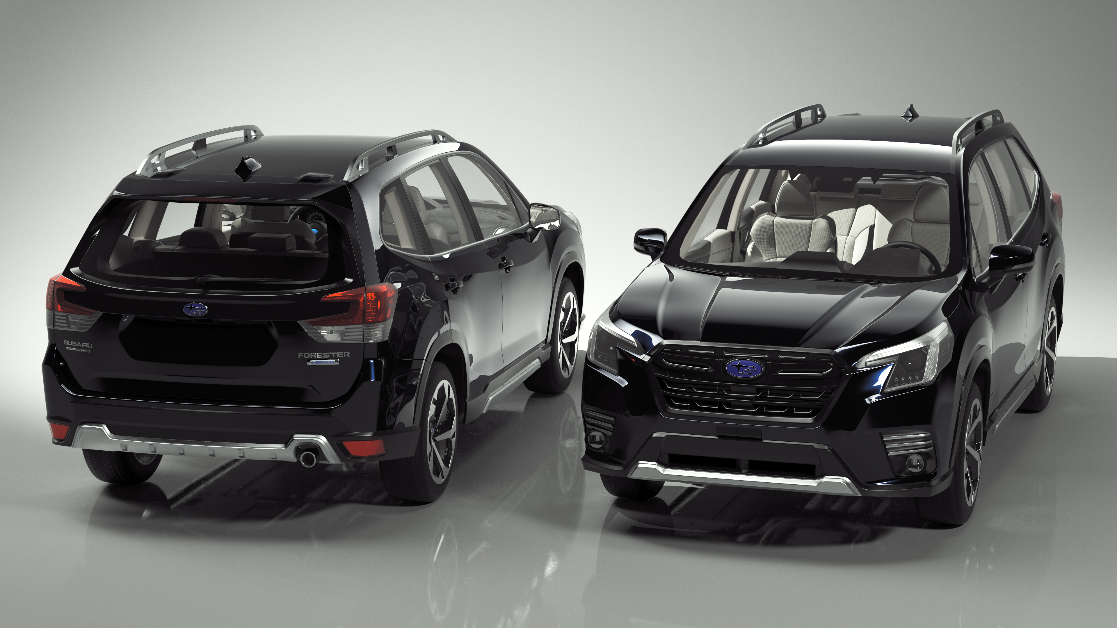 Black Subaru Forester 2022 Simple Interior 3D