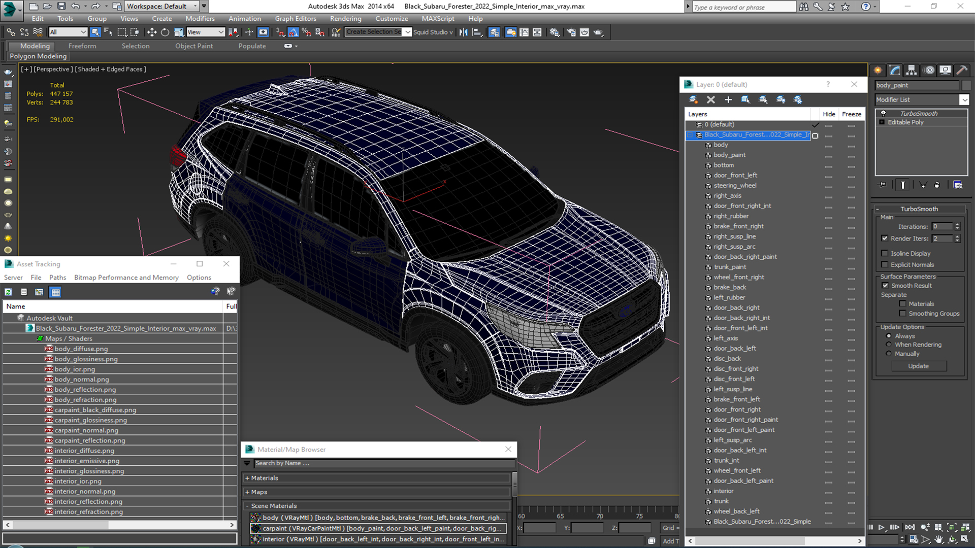 Black Subaru Forester 2022 Simple Interior 3D