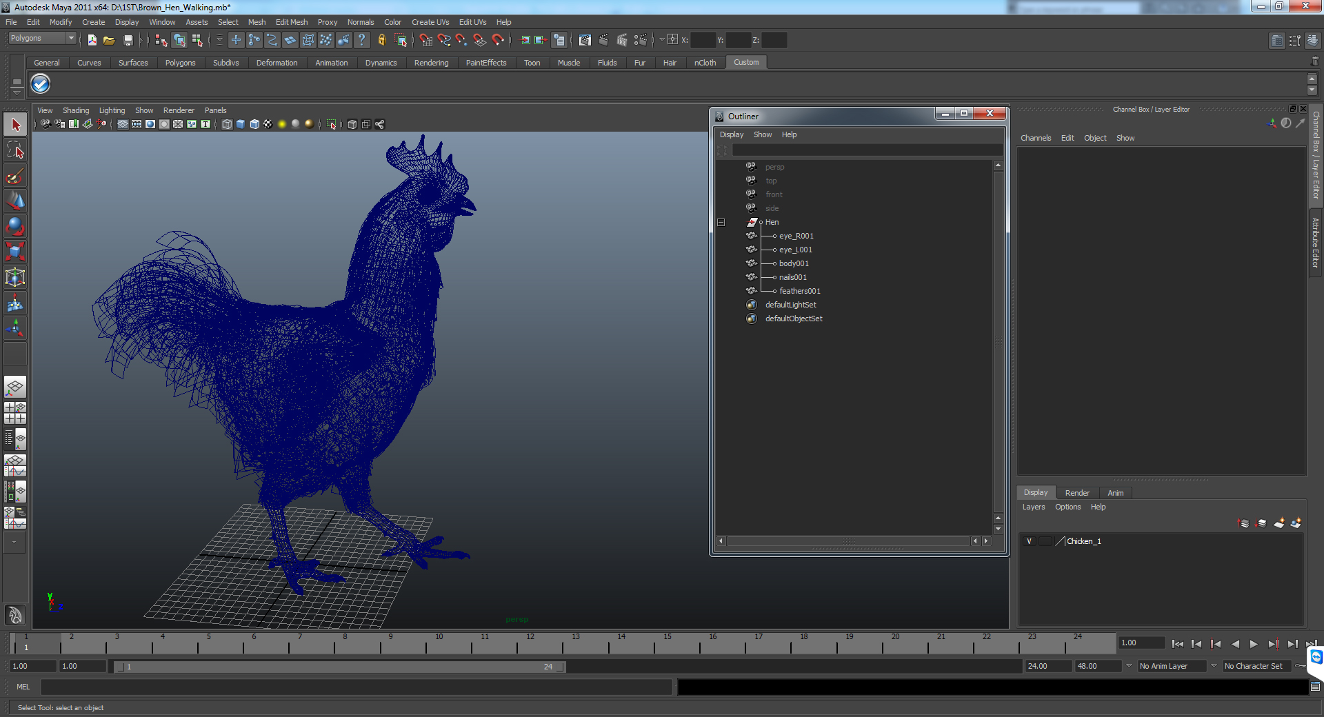 Brown Hen Walking 3D