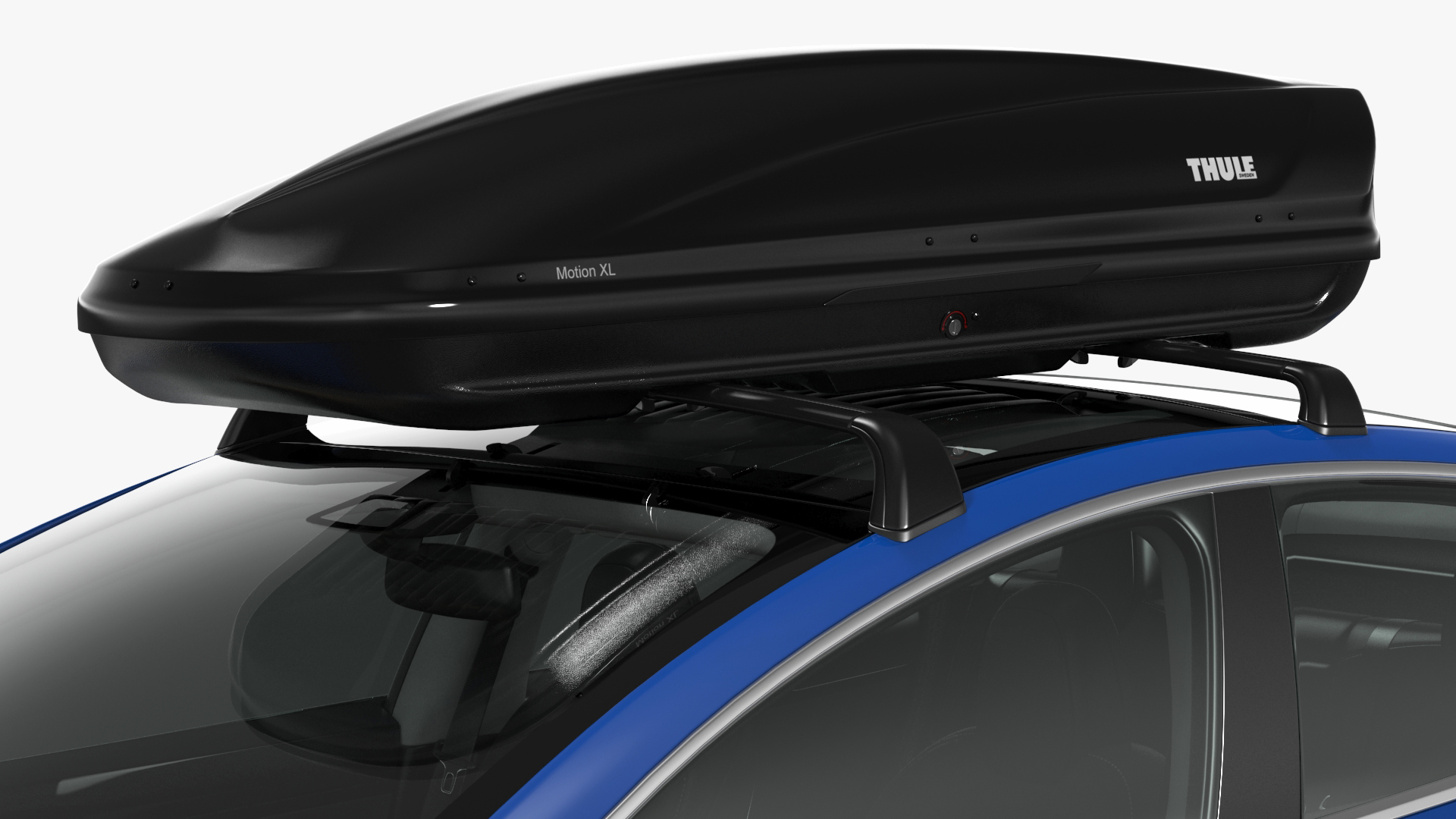 3D Tesla with Thule Car Roofbox on Roof Rack